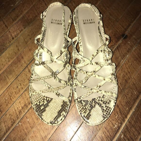 Stuart Weitzman luxe snakeskin print platform sandals - Picture 1 of 5